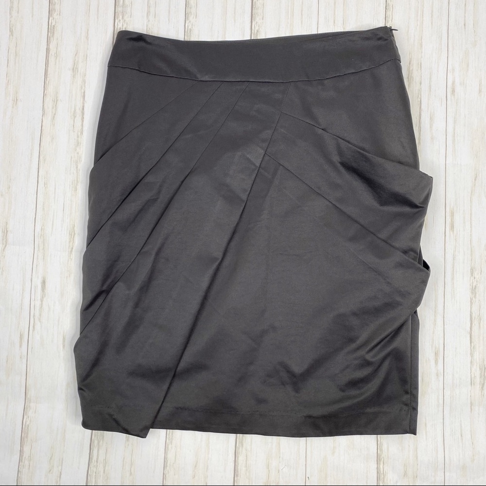 Ronen Chen Gray Tiered Draped Pencil Skirt
